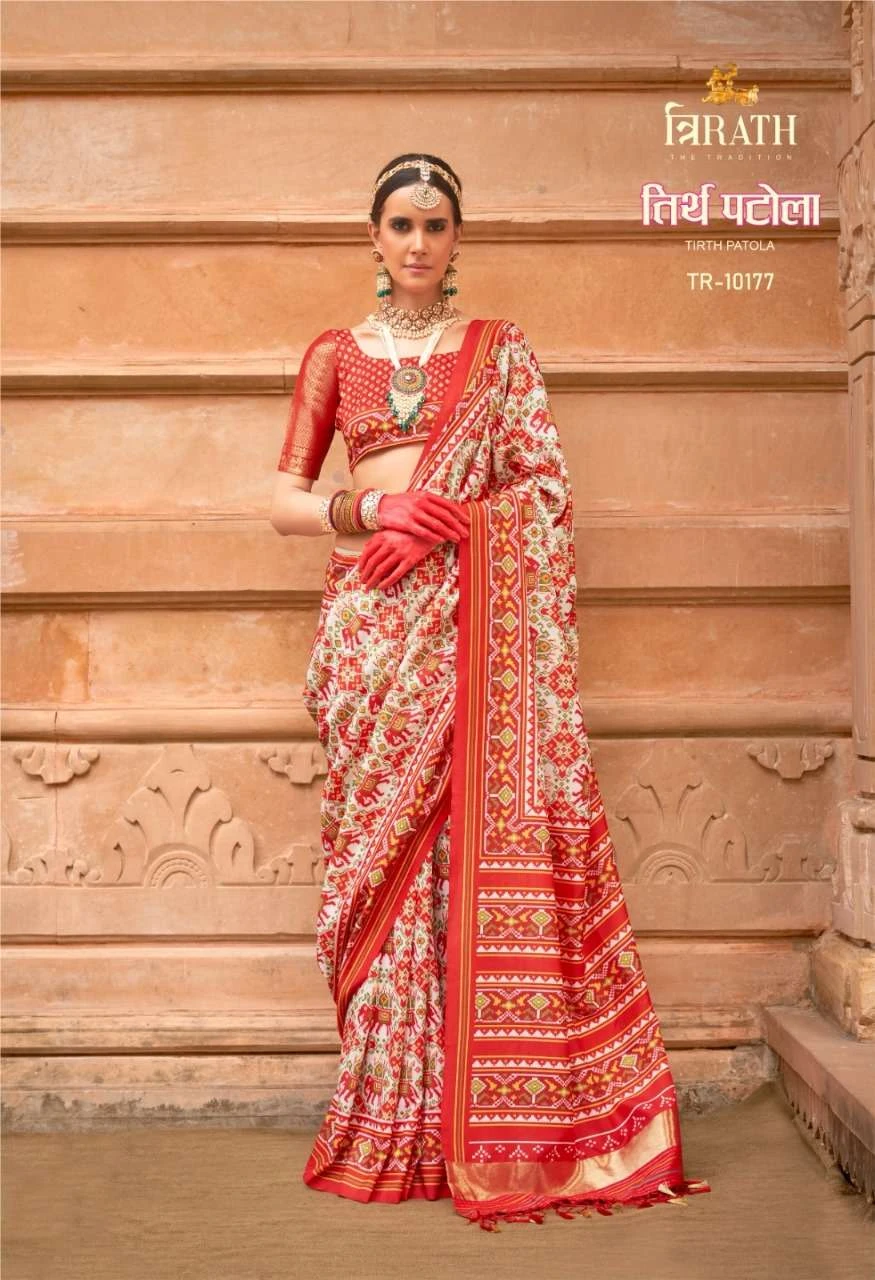 Trirath Tirth Patola Soft P.V.Silk Wholesale Fancy Sarees Catalog — Wholesale Sarees, MPA wholesale from Surat - Gallery Image 6